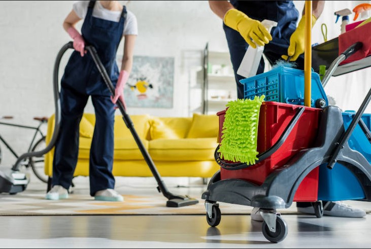 man doing professional home cleaning service